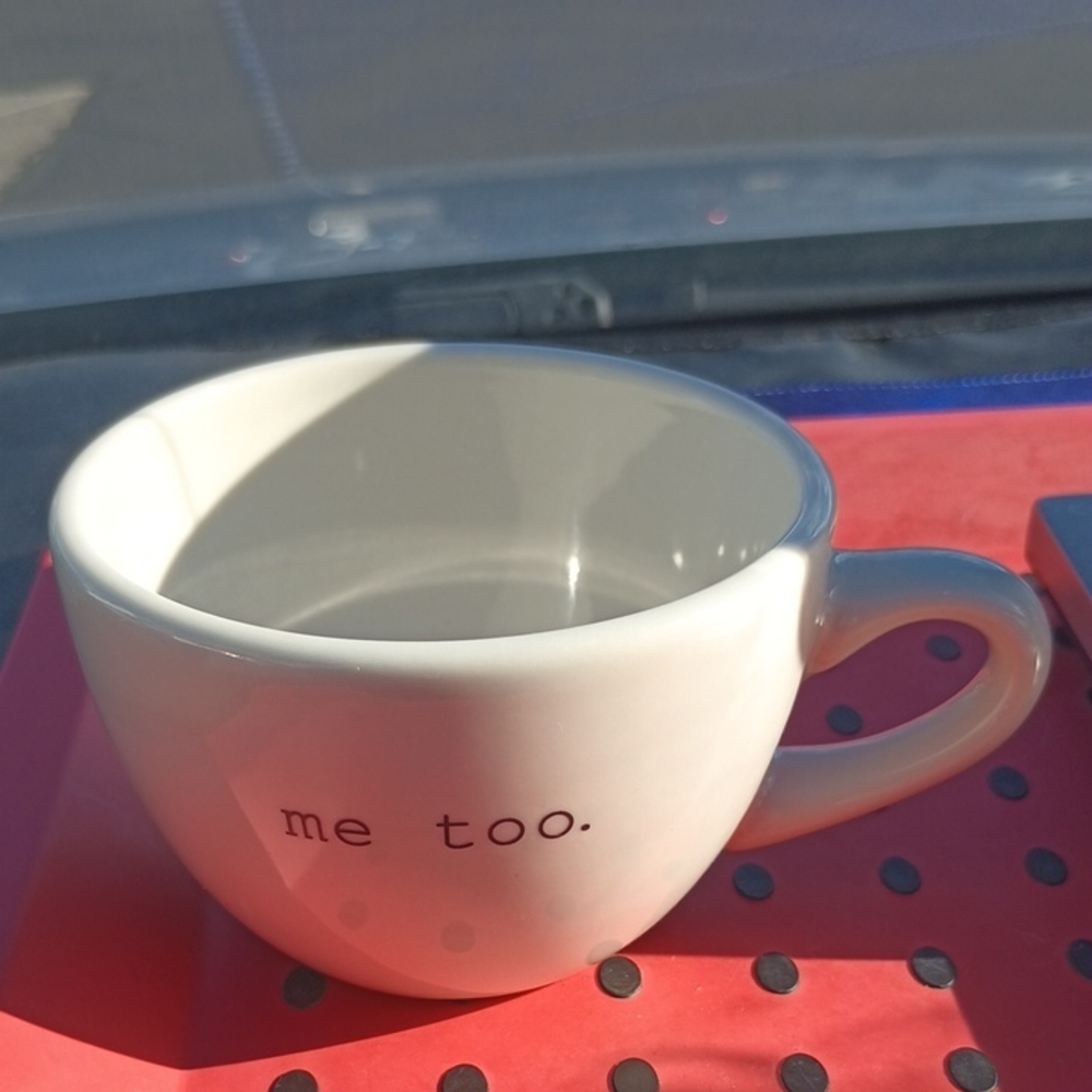 2/$15 !it jeans White China Cappuccino Cup with 'me too.' Text 6oz